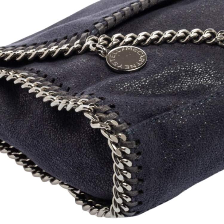 مملوكة مسبقًا Stella McCartney Navy Blue Faux Suede Falabella Flap Shoulder Bag