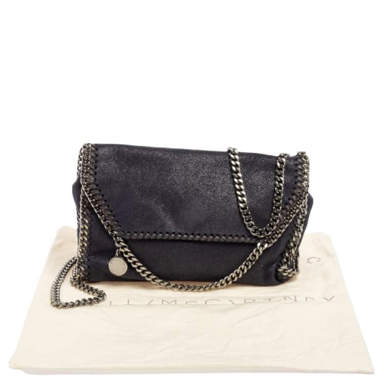 مملوكة مسبقًا Stella McCartney Navy Blue Faux Suede Falabella Flap Shoulder Bag