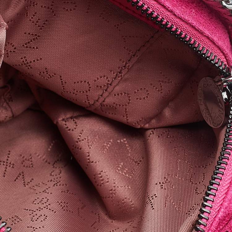 Pre Owned Stella McCartney Pink Faux Suede Falabella Heart Crossbody Bag
