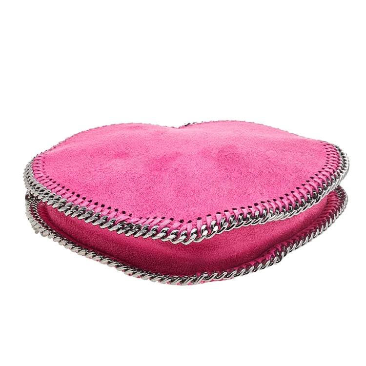 Pre Owned Stella McCartney Pink Faux Suede Falabella Heart Crossbody Bag