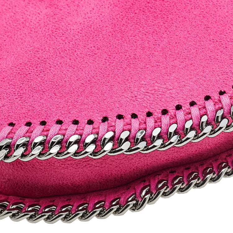 Pre Owned Stella McCartney Pink Faux Suede Falabella Heart Crossbody Bag