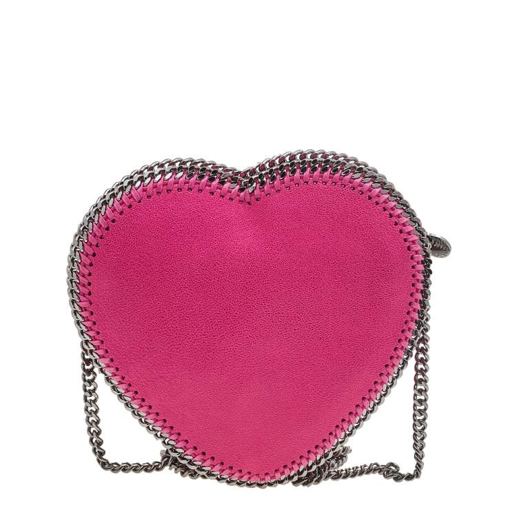 Pre Owned Stella McCartney Pink Faux Suede Falabella Heart Crossbody Bag