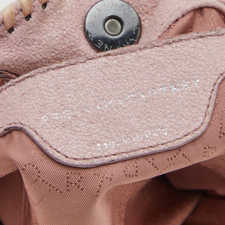 Pre Owned Stella McCartney Pink Faux Suede Micro Falabella Drawstring Bucket bag