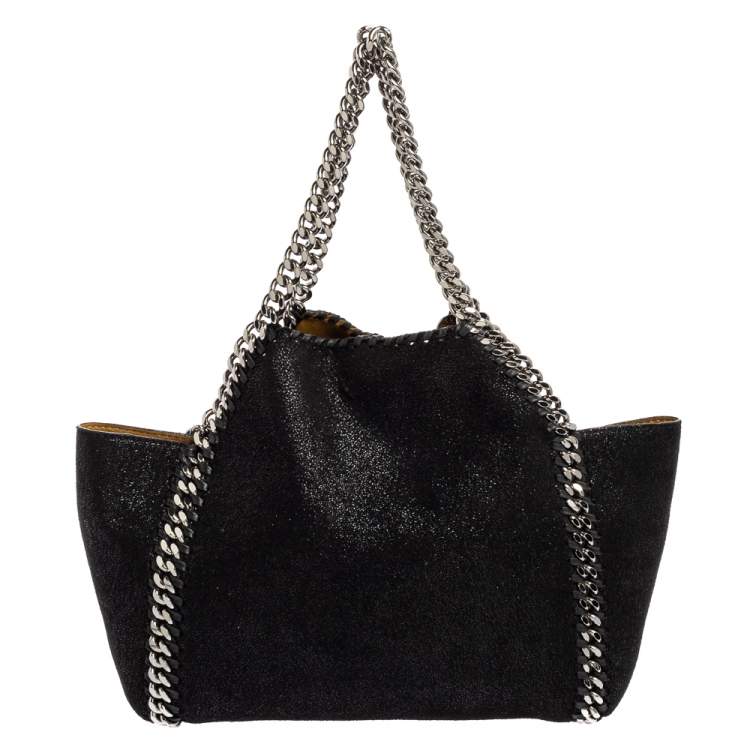 Pre Owned Stella Mccartney Black Faux Suede Reversible Falabella Tote