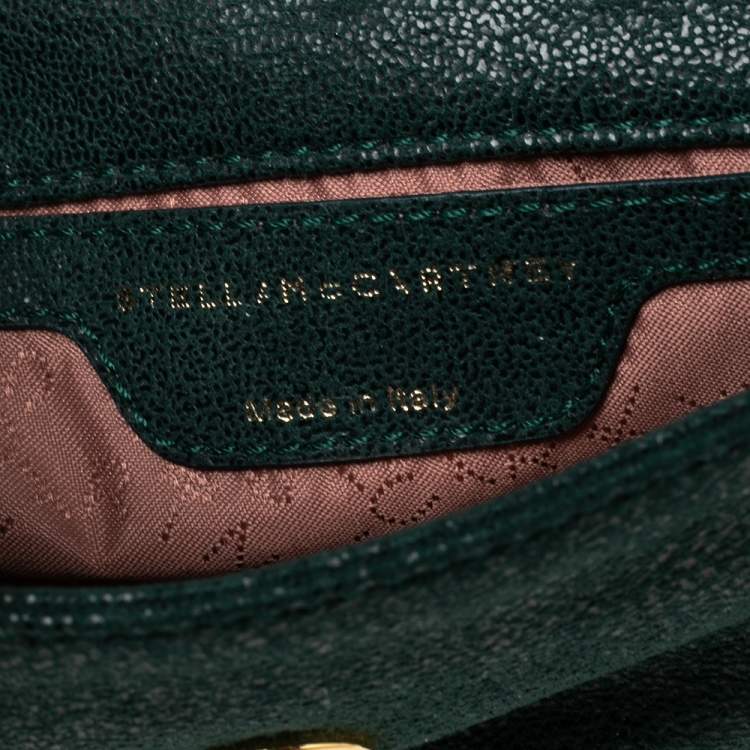 Pre Owned Stella McCartney Metallic Green Faux Suede Falabella Shoulder Bag