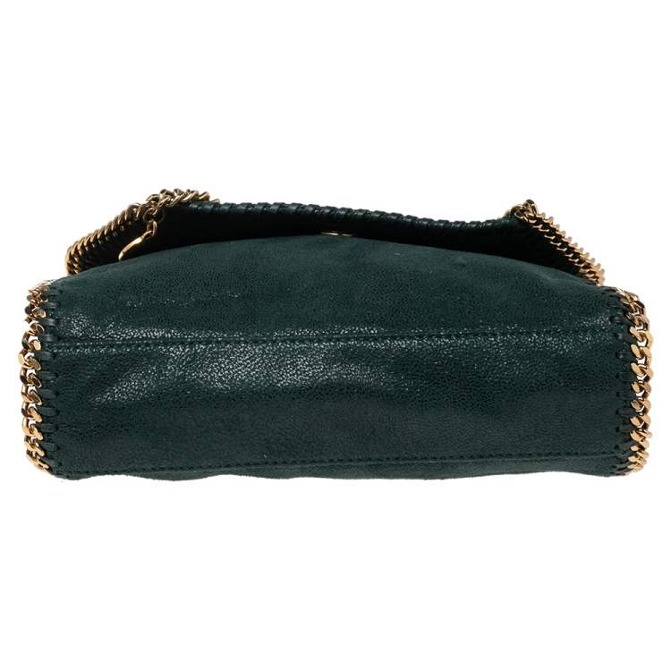 Pre Owned Stella McCartney Metallic Green Faux Suede Falabella Shoulder Bag