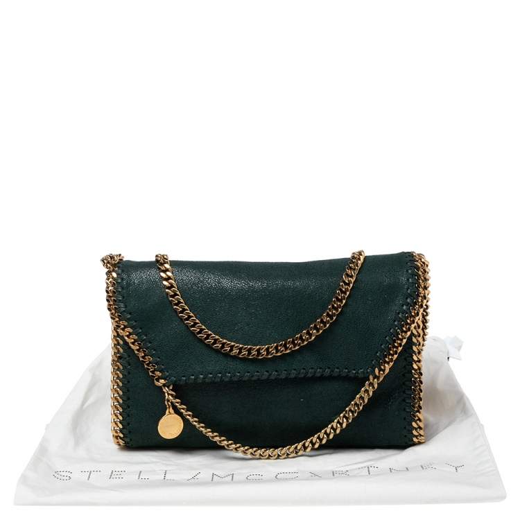 Pre Owned Stella McCartney Metallic Green Faux Suede Falabella Shoulder Bag