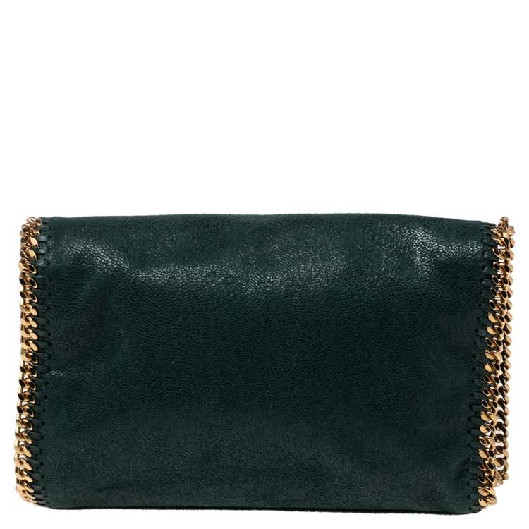 Pre Owned Stella McCartney Metallic Green Faux Suede Falabella Shoulder Bag