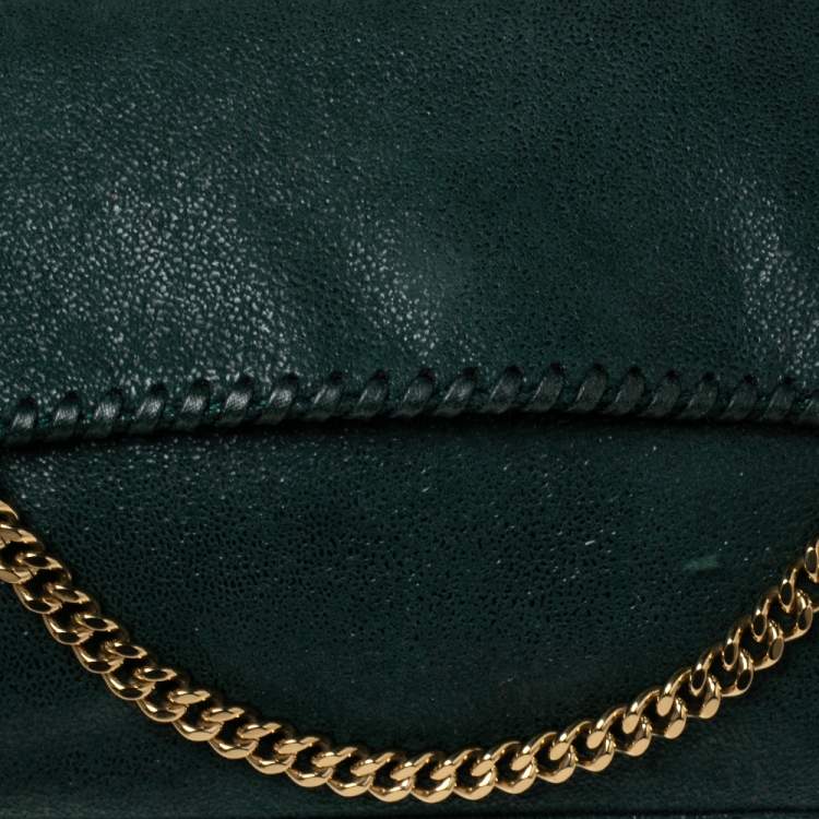 Pre Owned Stella McCartney Metallic Green Faux Suede Falabella Shoulder Bag