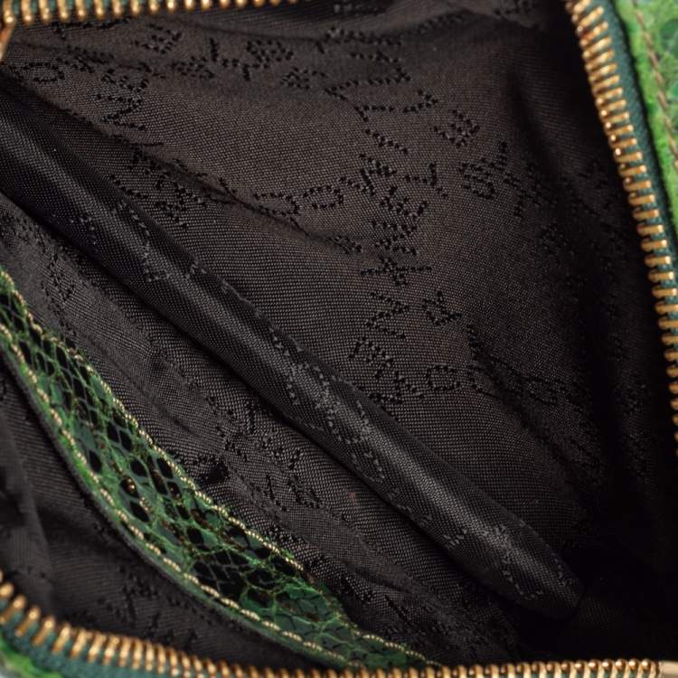 مملوكة مسبقًا Stella McCartney Green Faux Python Effect Suede and Glitter Crossbody Bag