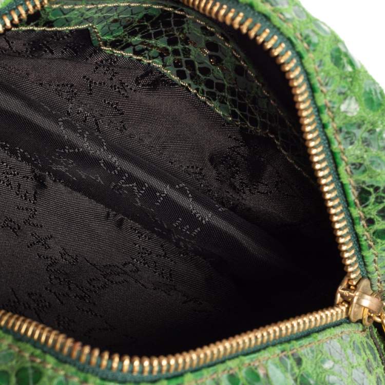 مملوكة مسبقًا Stella McCartney Green Faux Python Effect Suede and Glitter Crossbody Bag