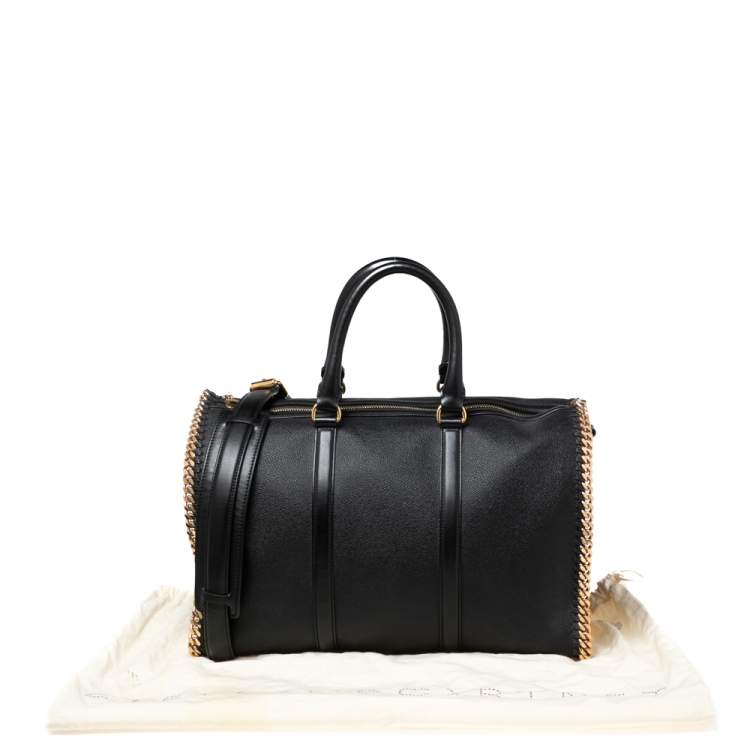 Pre Owned Stella McCartney Black Faux Leather Falabella Duffel Bag