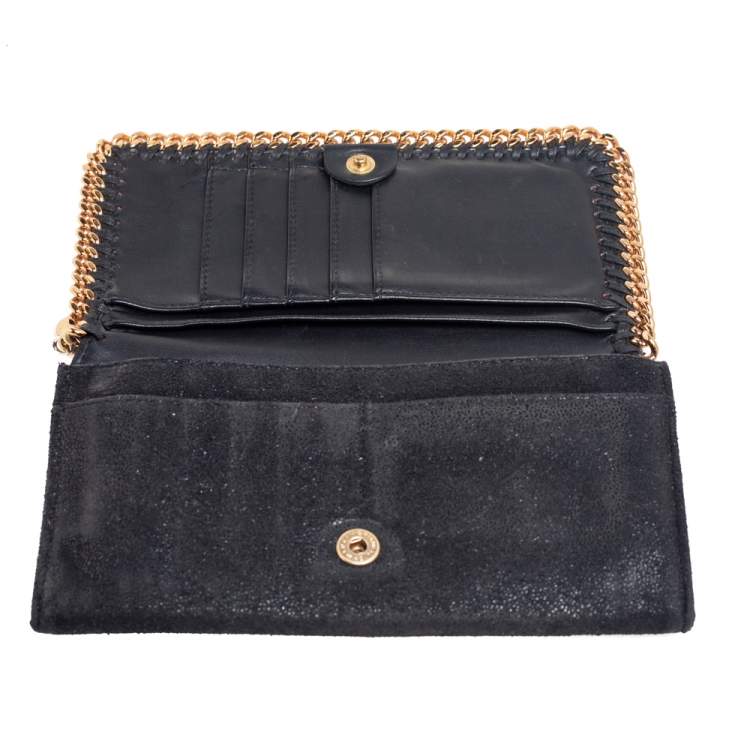 Women Black Falabella Flap Continental Wallet