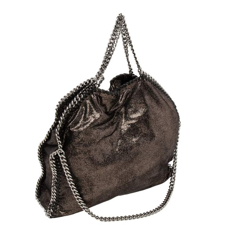 Pre Owned Stella McCartney Black/Silver Faux Suede Small Falabella Tote
