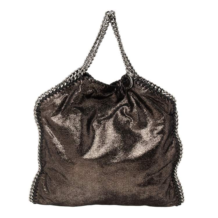 Pre Owned Stella McCartney Black/Silver Faux Suede Small Falabella Tote