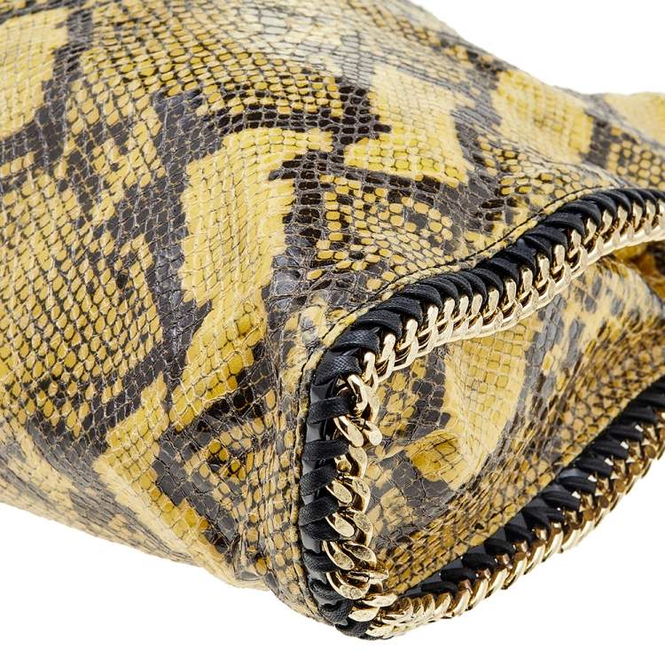 Pre Owned Stella McCartney Yellow/Black Python Effect Faux Leather Falabella Tote