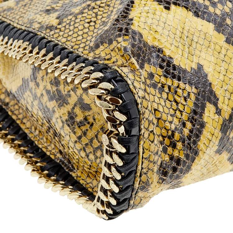 Pre Owned Stella McCartney Yellow/Black Python Effect Faux Leather Falabella Tote