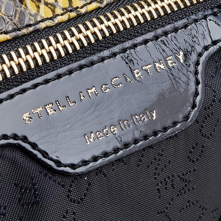 Pre Owned Stella McCartney Yellow/Black Python Effect Faux Leather Falabella Tote
