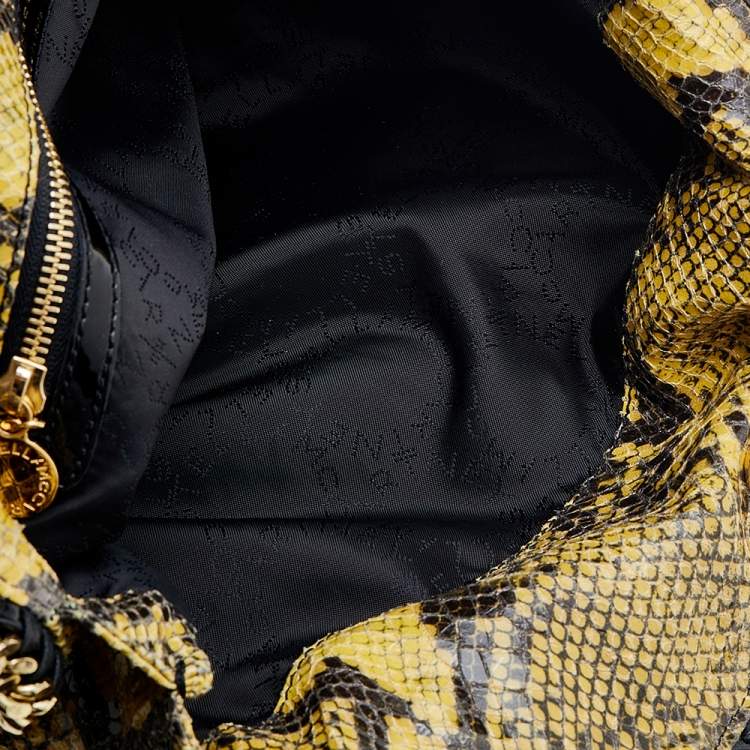 Pre Owned Stella McCartney Yellow/Black Python Effect Faux Leather Falabella Tote
