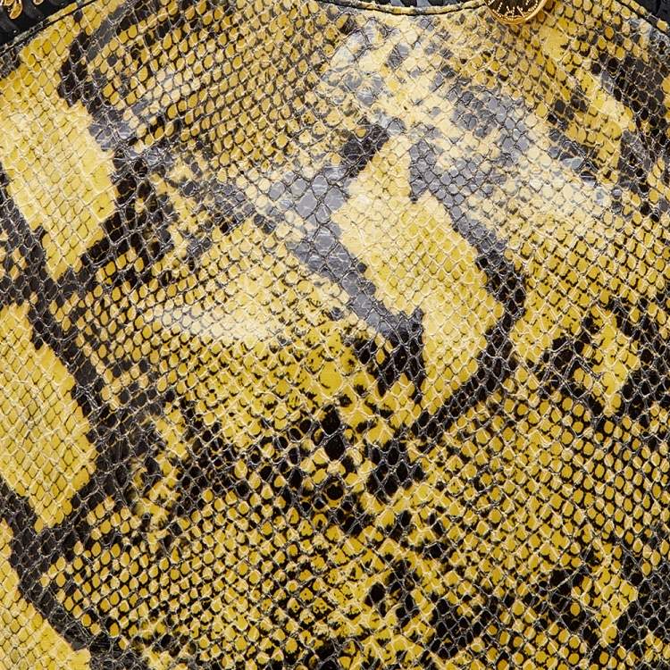 Pre Owned Stella McCartney Yellow/Black Python Effect Faux Leather Falabella Tote