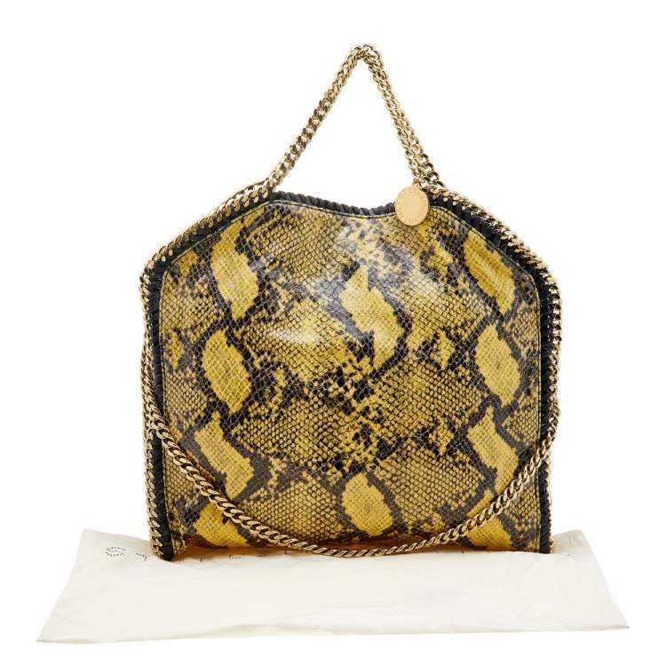Pre Owned Stella McCartney Yellow/Black Python Effect Faux Leather Falabella Tote