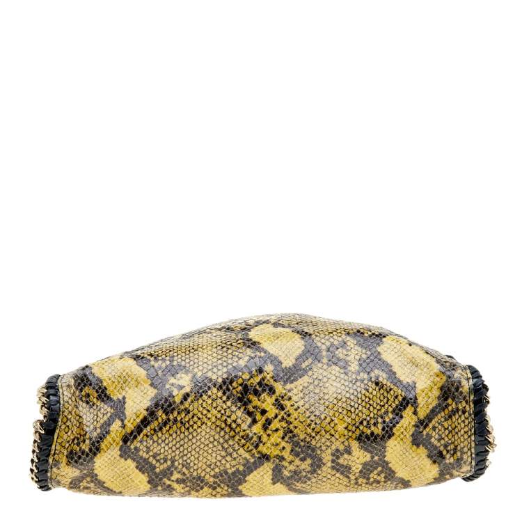 Pre Owned Stella McCartney Yellow/Black Python Effect Faux Leather Falabella Tote