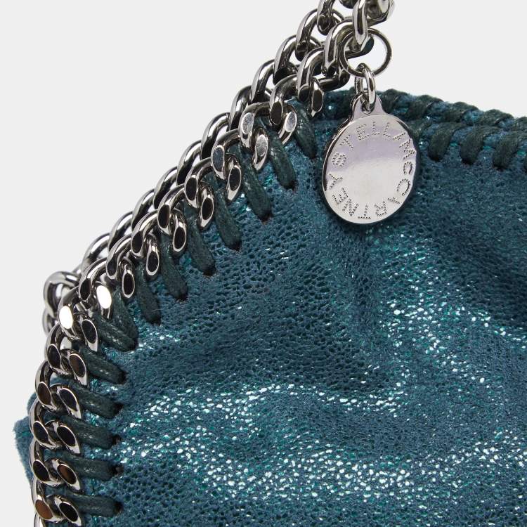 Pre Owned Stella McCartney Metallic Teal Faux Leather Tiny Falabella Shoulder Bag
