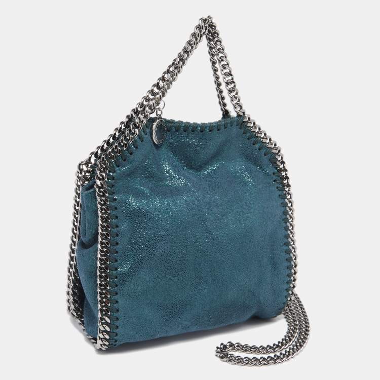 Pre Owned Stella McCartney Metallic Teal Faux Leather Tiny Falabella Shoulder Bag