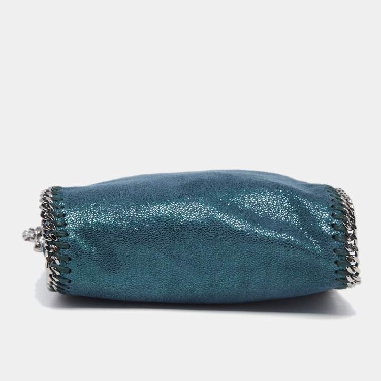 Pre Owned Stella McCartney Metallic Teal Faux Leather Tiny Falabella Shoulder Bag