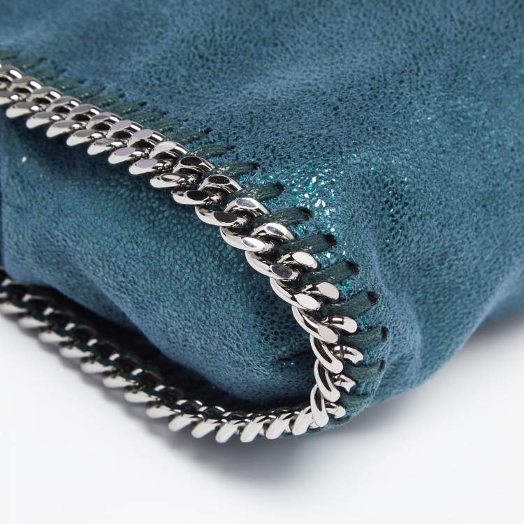 Pre Owned Stella McCartney Metallic Teal Faux Leather Tiny Falabella Shoulder Bag