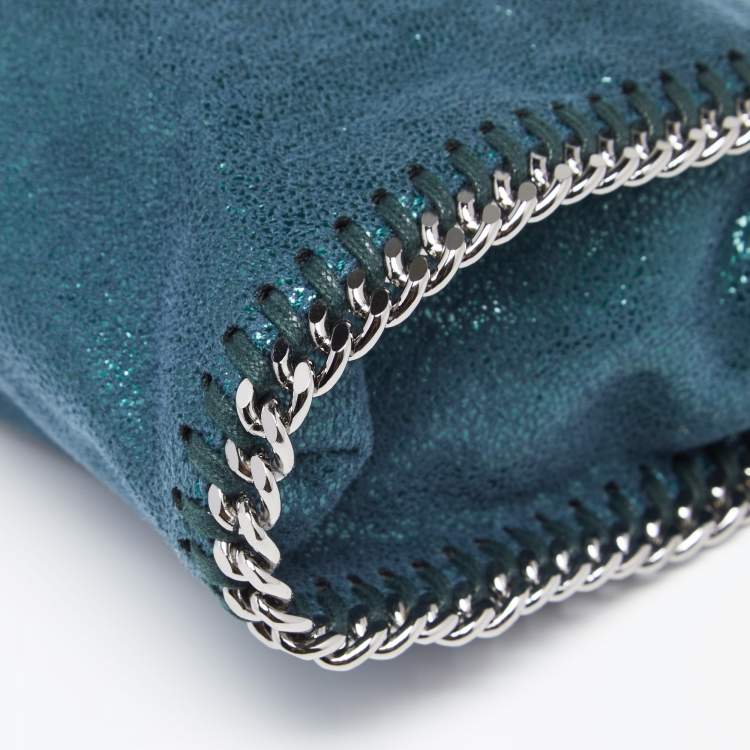 Pre Owned Stella McCartney Metallic Teal Faux Leather Tiny Falabella Shoulder Bag