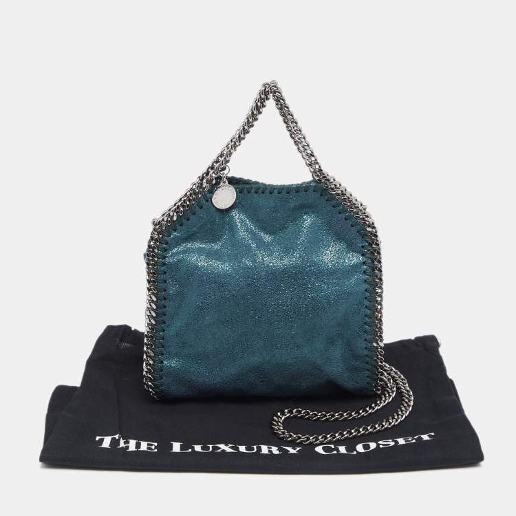 Pre Owned Stella McCartney Metallic Teal Faux Leather Tiny Falabella Shoulder Bag
