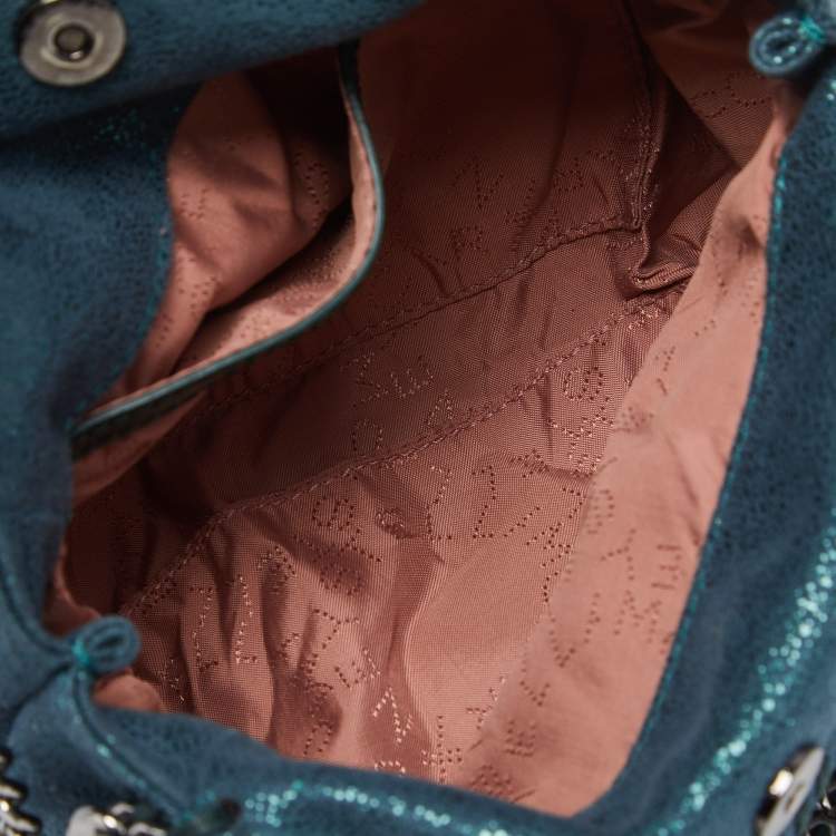 Pre Owned Stella McCartney Metallic Teal Faux Leather Tiny Falabella Shoulder Bag