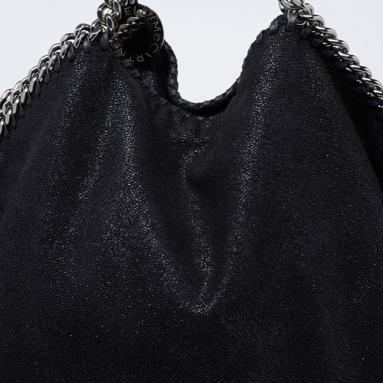 Pre Owned Stella McCartney Metallic Black Faux Suede Small Falabella Tote
