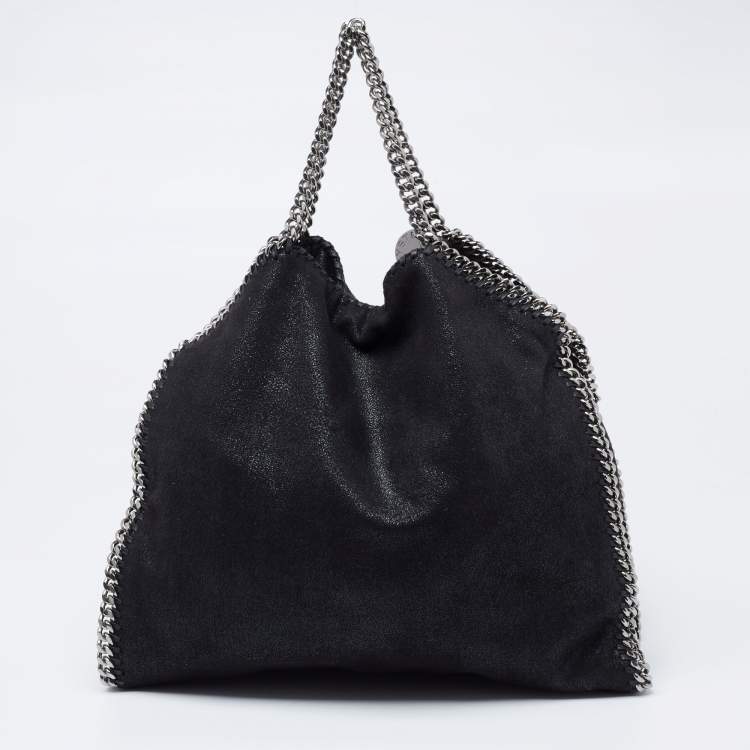 Pre Owned Stella McCartney Metallic Black Faux Suede Small Falabella Tote