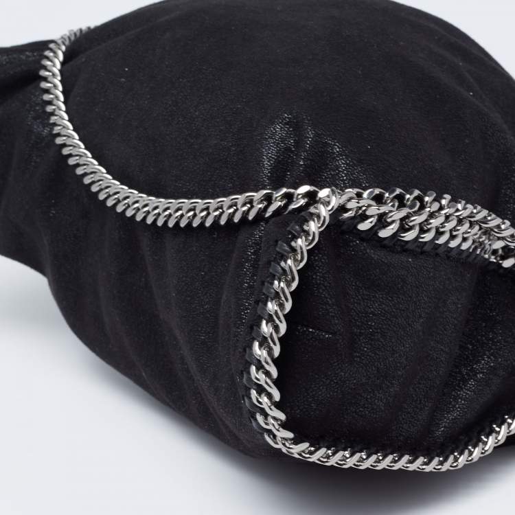 Pre Owned Stella McCartney Metallic Black Faux Suede Small Falabella Tote