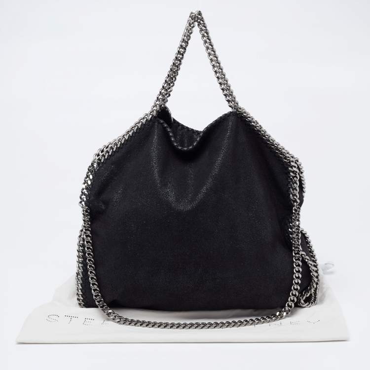 Pre Owned Stella McCartney Metallic Black Faux Suede Small Falabella Tote