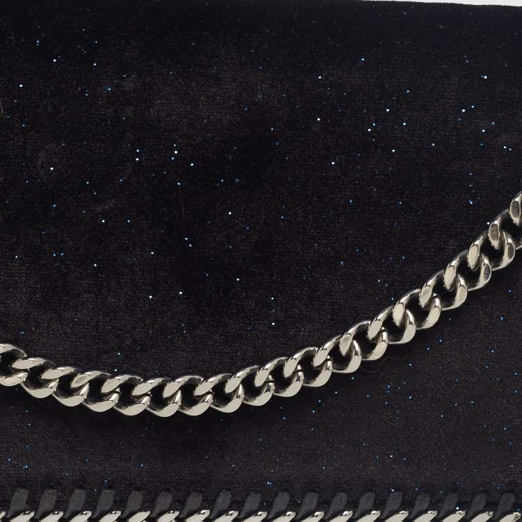 Pre Owned Stella McCartney Black Glitter Velvet Falabella Crossbody Bag 