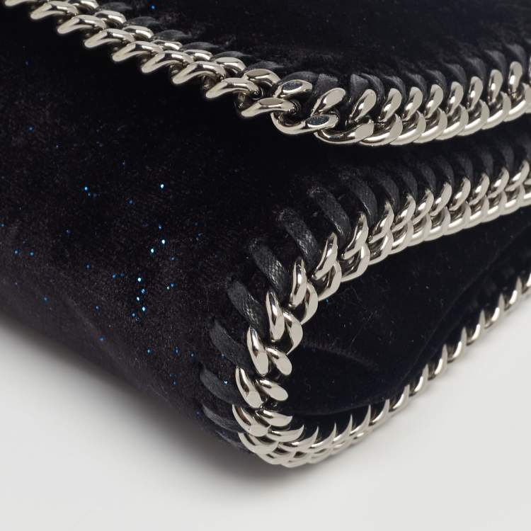 Pre Owned Stella McCartney Black Glitter Velvet Falabella Crossbody Bag 