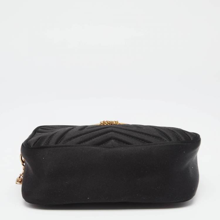 Pre Owned Stella McCartney Black Satin Stella Star Camera Crossbody Bag