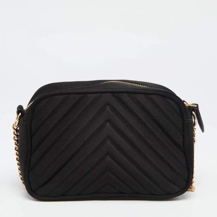 Pre Owned Stella McCartney Black Satin Stella Star Camera Crossbody Bag