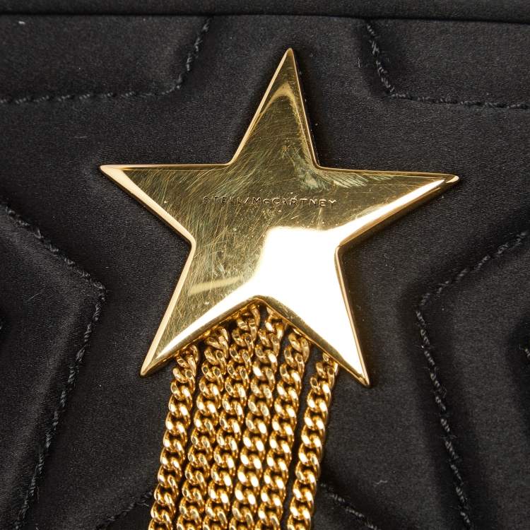 Pre Owned Stella McCartney Black Satin Stella Star Camera Crossbody Bag