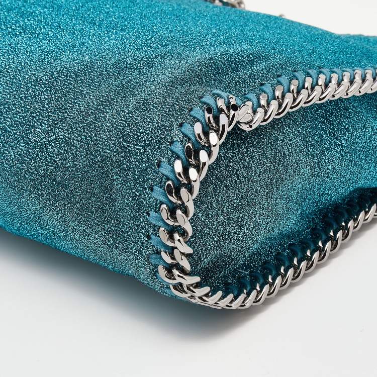 Pre Owned Stella McCartney Metallic Blue Shimmer Fabric Falabella Tote