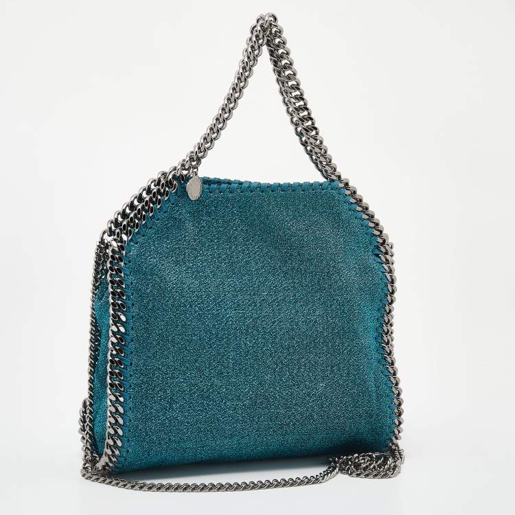Pre Owned Stella McCartney Metallic Blue Shimmer Fabric Falabella Tote