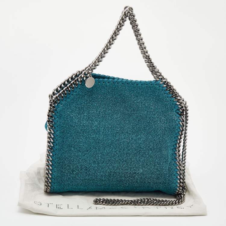 Pre Owned Stella McCartney Metallic Blue Shimmer Fabric Falabella Tote