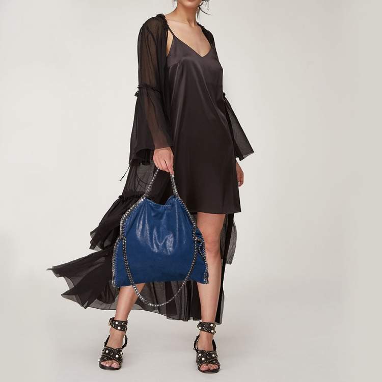 Pre Owned Stella McCartney Blue Faux Suede Falabella Tote