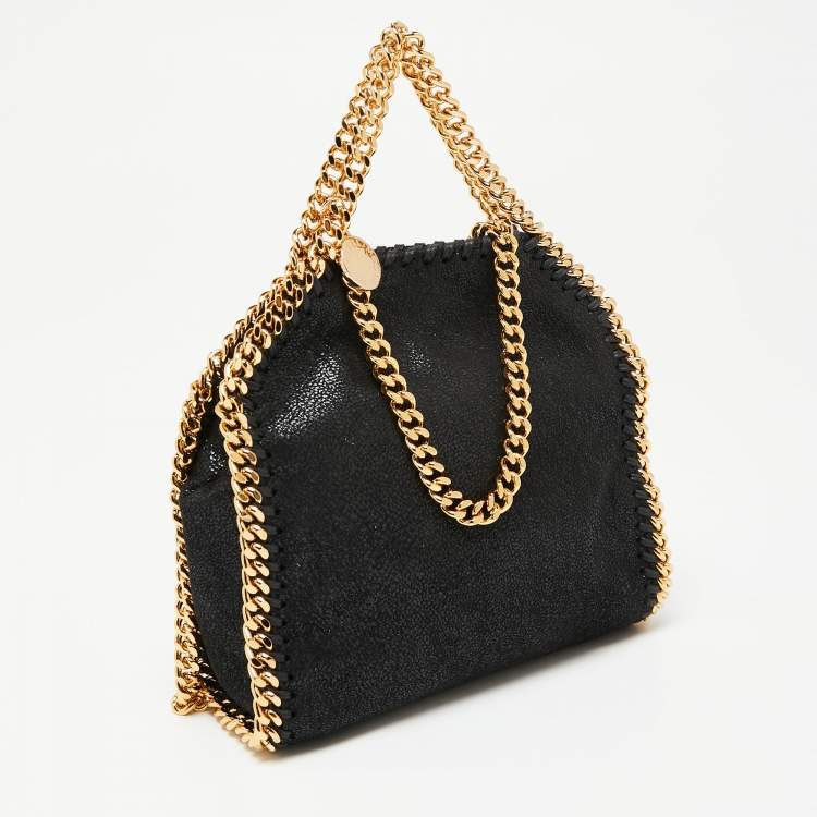 Pre Owned Stella McCartney Black Faux Suede Tiny Falabella Tote  