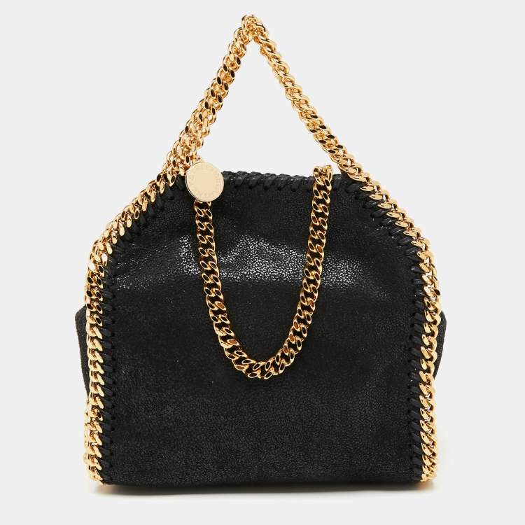 Pre Owned Stella McCartney Black Faux Suede Tiny Falabella Tote  