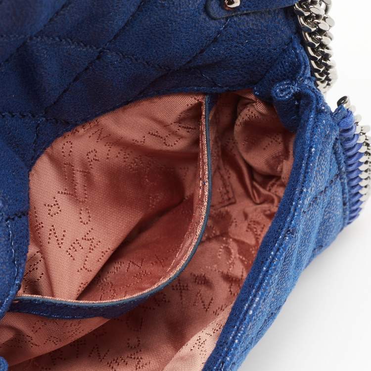مملوكة مسبقًا Stella McCartney Blue Quilted Faux Suede Falabella Flap Shoulder Bag