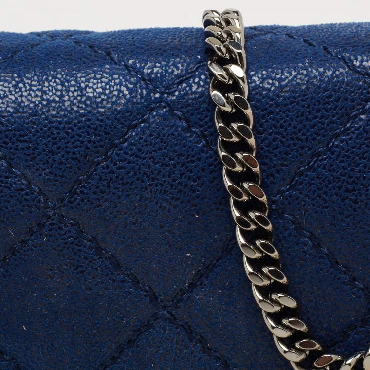 مملوكة مسبقًا Stella McCartney Blue Quilted Faux Suede Falabella Flap Shoulder Bag